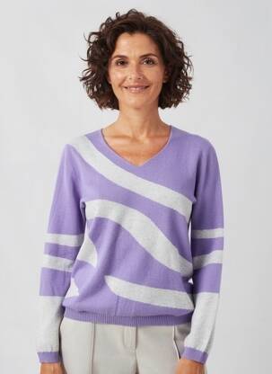 Pull tissage chiné manches longues violet I.ODENA femme