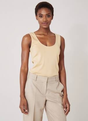 Débardeur tissage côtelé sans manche beige PAUL BRIAL femme