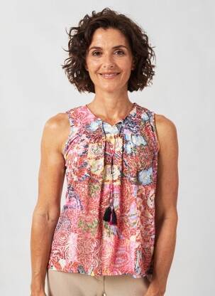Top coupe cintrée sans manche rose GRIFFON femme