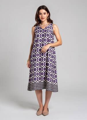 Robe longue imprimé fantaisie sans manche violet VERA MONT femme