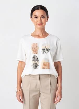 T-shirt imprimé fantaisie manches courtes blanc GRIFFON femme