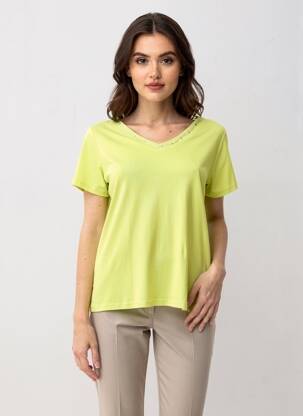 T-shirt coupe droite manches courtes vert I.ODENA femme