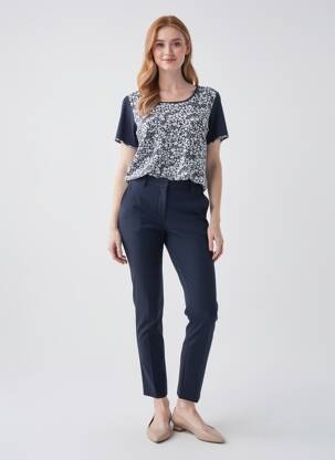 T-shirt imprimé fantaisie manches courtes bleu GUY DUBOUIS femme