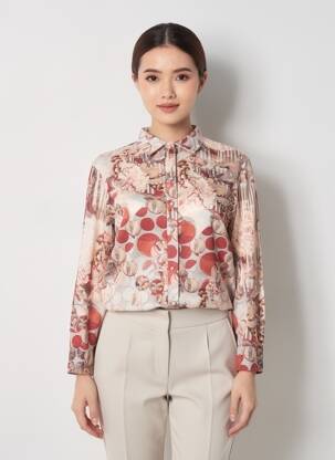 Chemisier coupe cintrée manches longues beige GRIFFON femme