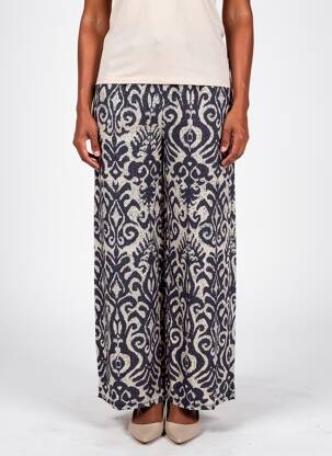 Pantalon large tissage popeline taille normale bleu I.ODENA femme