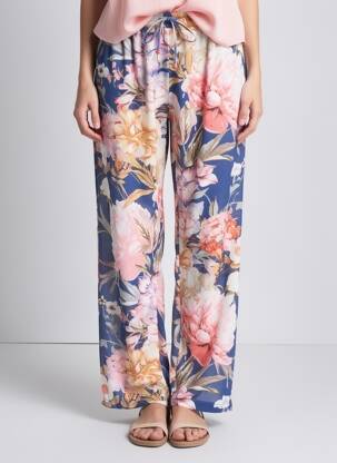 Pantalon droit taille élastique taille normale bleu DERHY femme