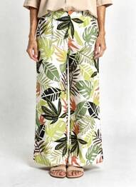 Pantalon large tissage popeline taille normale vert MERI & ESCA femme