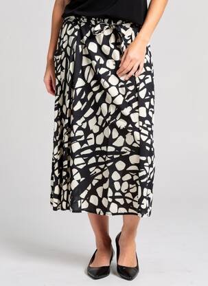 Jupe mi-longue coupe droite noir GRIFFON femme