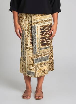 Jupe mi-longue coupe droite jaune PAUL BRIAL femme