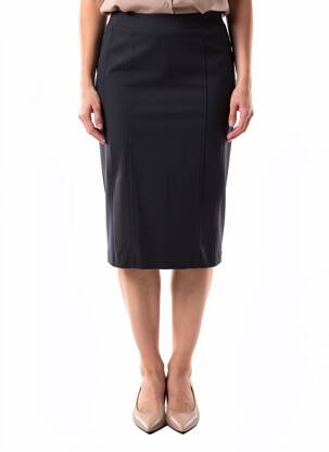 Jupe mi-longue coupe droite bleu GRIFFON femme