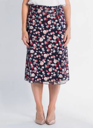 Jupe mi-longue taille élastique bleu GRIFFON femme