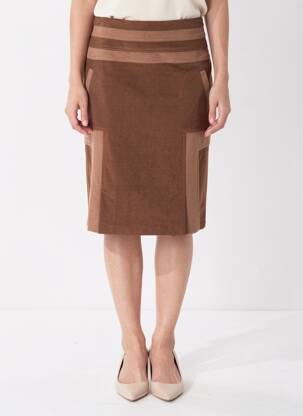Jupe mi-longue stretch marron MERI & ESCA femme