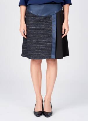 Jupe mi-longue coupe droite bleu ZELI femme