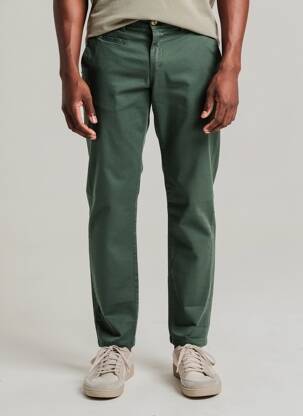 Pantalon chino tissage popeline taille normale vert FAGUO homme