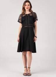 Robe mi-longue manches courtes manches courtes noir SCHOOL RAG femme