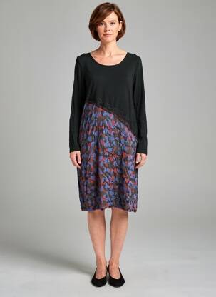 Robe mi-longue manches longues manches longues noir FILIPINE LAHOYA femme