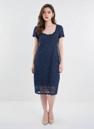 Robe mi-longue manches courtes manches courtes bleu EGERIE femme