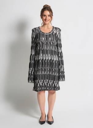 Robe mi-longue manches longues manches longues noir LO! LES FILLES femme