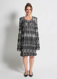 Robe mi-longue manches longues manches longues noir LO! LES FILLES femme