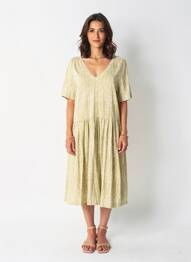 Robe mi-longue imprimé fantaisie manches courtes vert HARRIS WILSON femme