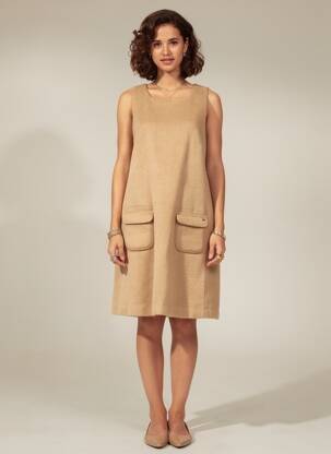 Robe mi-longue sans manche sans manche marron RIVER WOODS femme