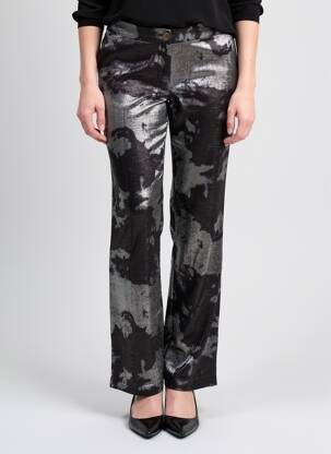 Pantalon droit tissage crêpe taille normale argent AN' GE femme