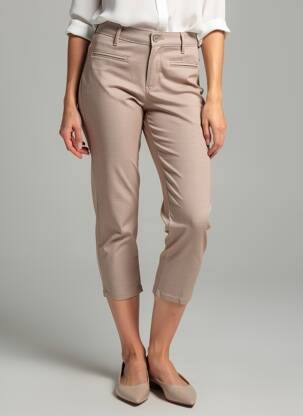 Pantalon 7/8 tissage popeline taille normale orange DENIM STUDIO femme