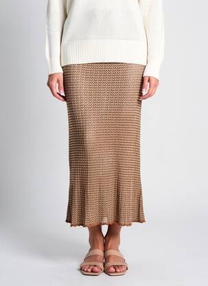 Jupe mi-longue taille haute marron AN' GE femme
