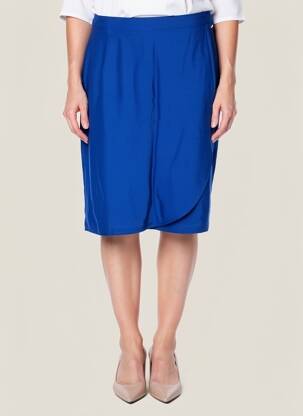 Jupe mi-longue taille à pinces bleu ONE STEP femme