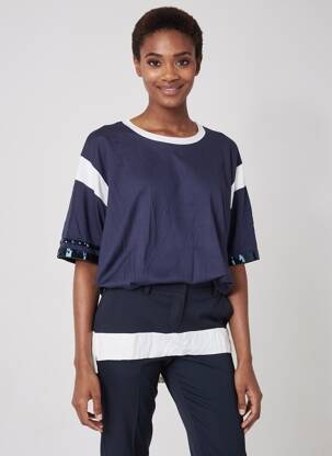 T-shirt stretch manches courtes bleu MARINA V femme