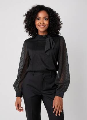 Pull stretch manches longues noir LEO & UGO femme