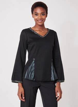 Pull coupe cintrée manches longues noir LO! LES FILLES femme