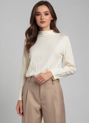 Sous-pull stretch manches longues beige AN' GE femme