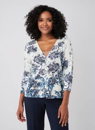 Gilet manches longues manches 3/4 bleu LEO & UGO femme