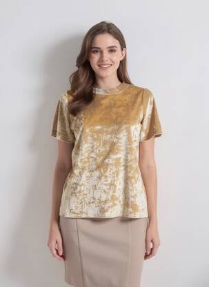 Top stretch manches courtes beige AN' GE femme