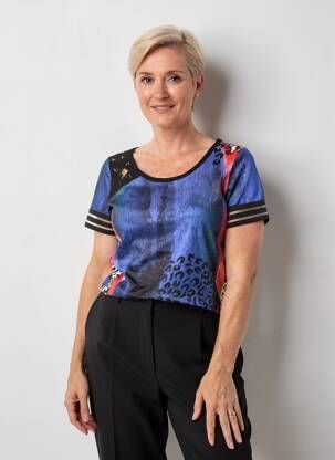 T-shirt stretch manches courtes bleu FILIPINE LAHOYA femme