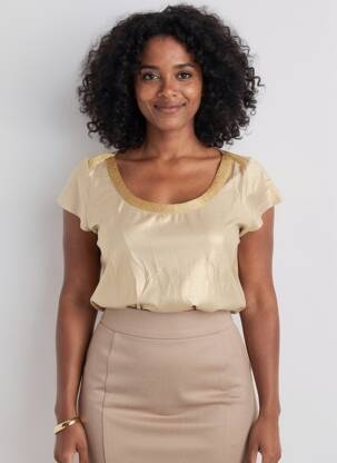 T-shirt stretch manches courtes or LO! LES FILLES femme