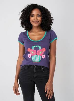 T-shirt sérigraphie avec strass manches courtes violet ROSALITA MC GEE femme