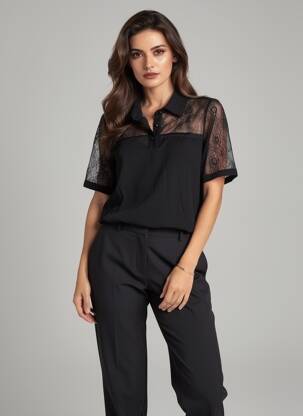 Top stretch manches courtes noir SCHOOL RAG femme