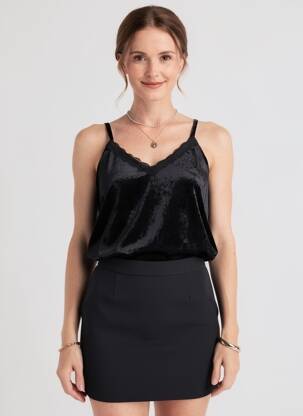 Top stretch fines bretelles noir ODEMAI femme