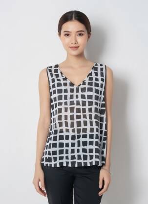 Top coupe fluide sans manche noir SCHOOL RAG femme