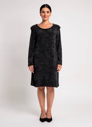 Robe mi-longue manches longues manches longues noir LO! LES FILLES femme