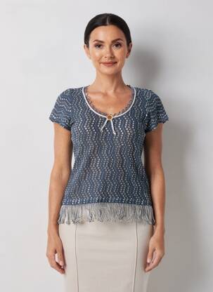 Top manches courtes manches courtes bleu LO! LES FILLES femme