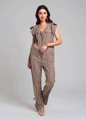 Combi-pantalon manches courtes manches courtes marron CHIPIE femme
