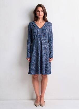 Robe courte coupe évasée manches longues bleu SURKANA femme