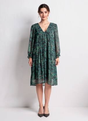Robe mi-longue manches 3/4 manches 3/4 vert FREEMAN T.PORTER femme