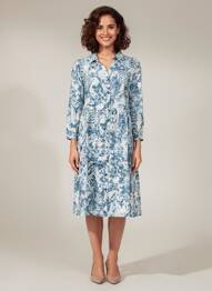 Robe mi-longue imprimé fantaisie manches longues bleu STREET ONE femme