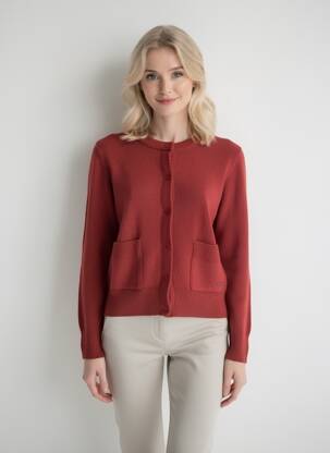 Gilet manches longues fermeture boutonnée sur le devant marron AGATHE & LOUISE femme