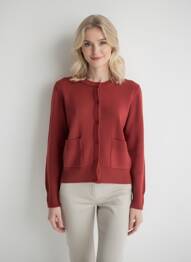 Gilet manches longues fermeture boutonnée sur le devant marron AGATHE & LOUISE femme
