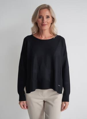 Pull col rond manches longues noir AGATHE & LOUISE femme